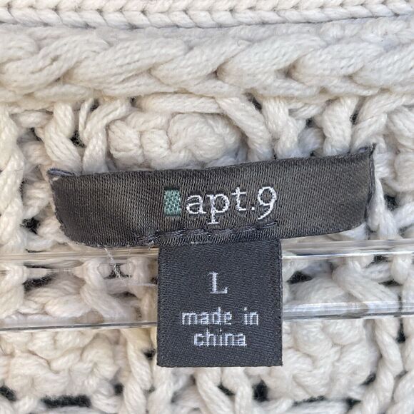 Apt 9 Fisherman Cardigan Sweater Womens Large Cream Coastal Cable Knit Fisherman - Picture 5 of 11